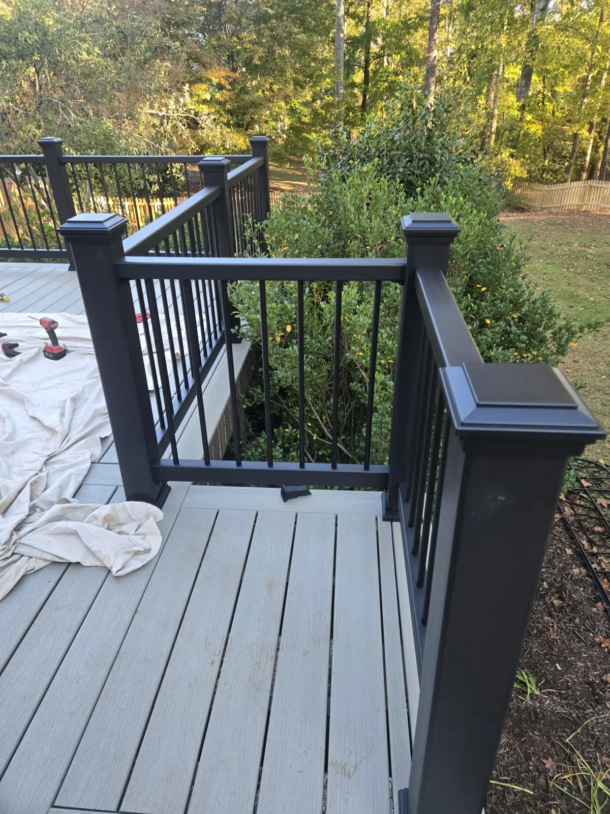 Aluminum railings on stairs