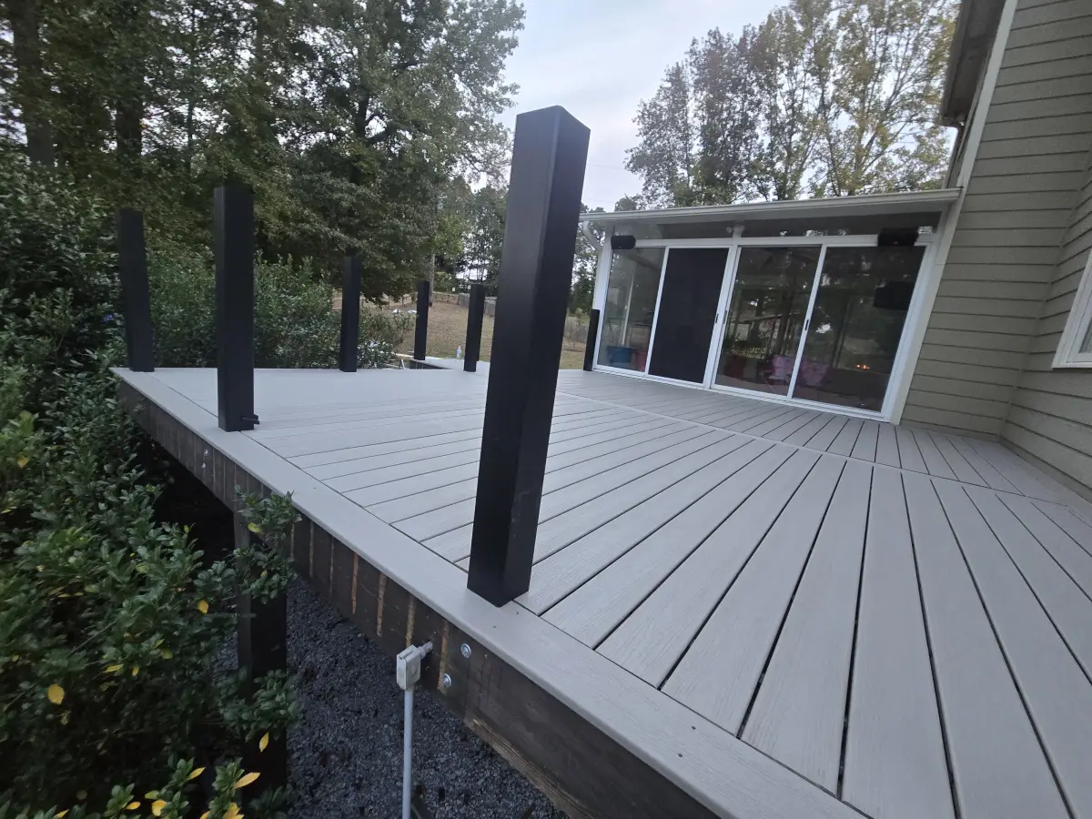 Large gray composite deck outdoor living space in Metro Atlanta