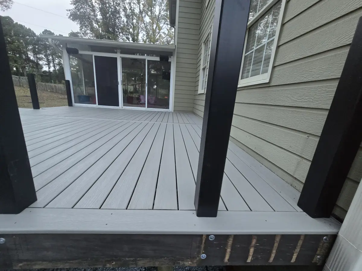 Composite deck with black posts