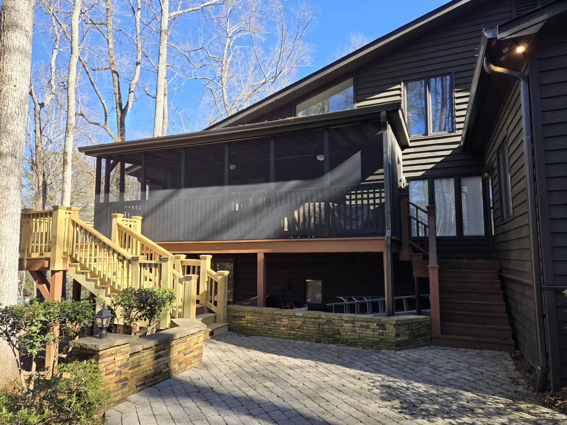 Elevated screened porch exterior view