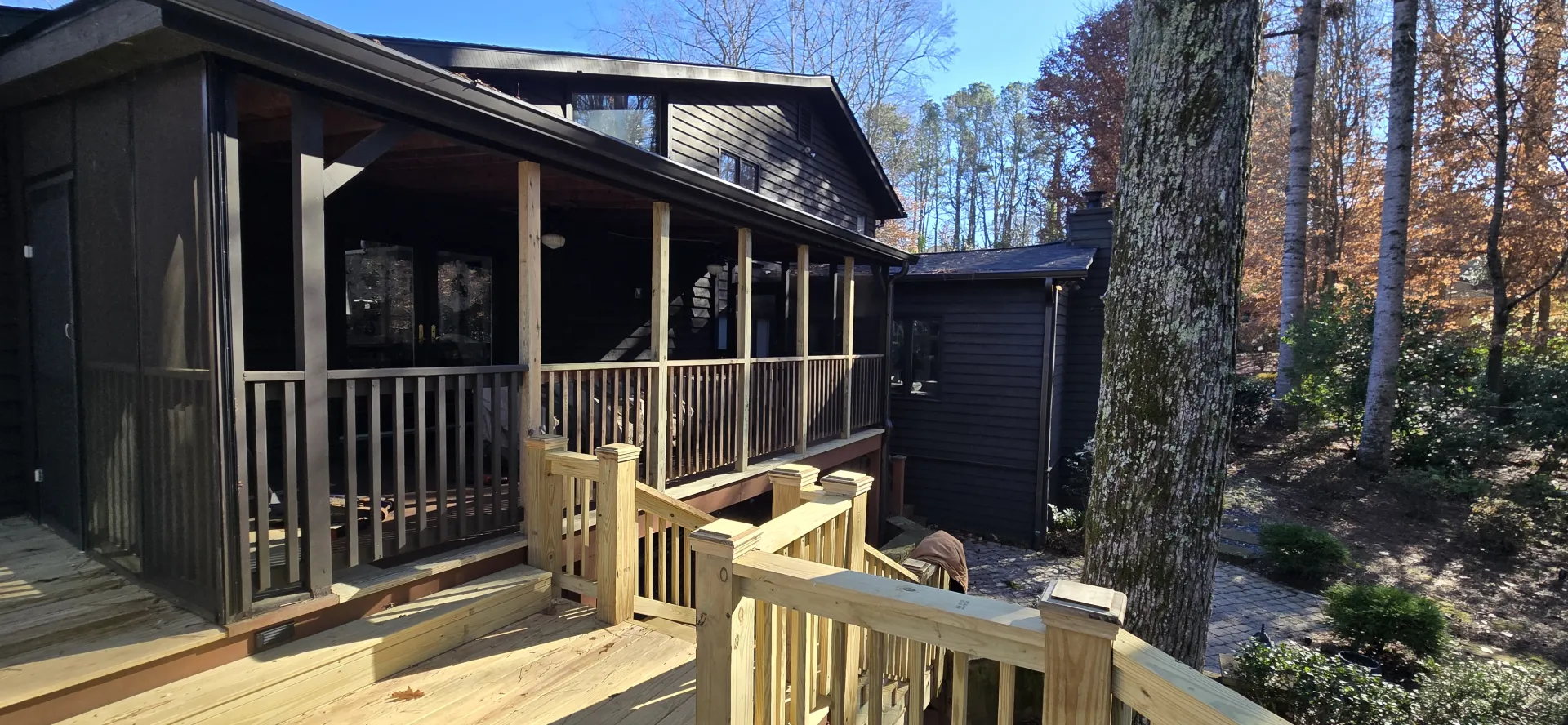 Multi-level deck with covered porch