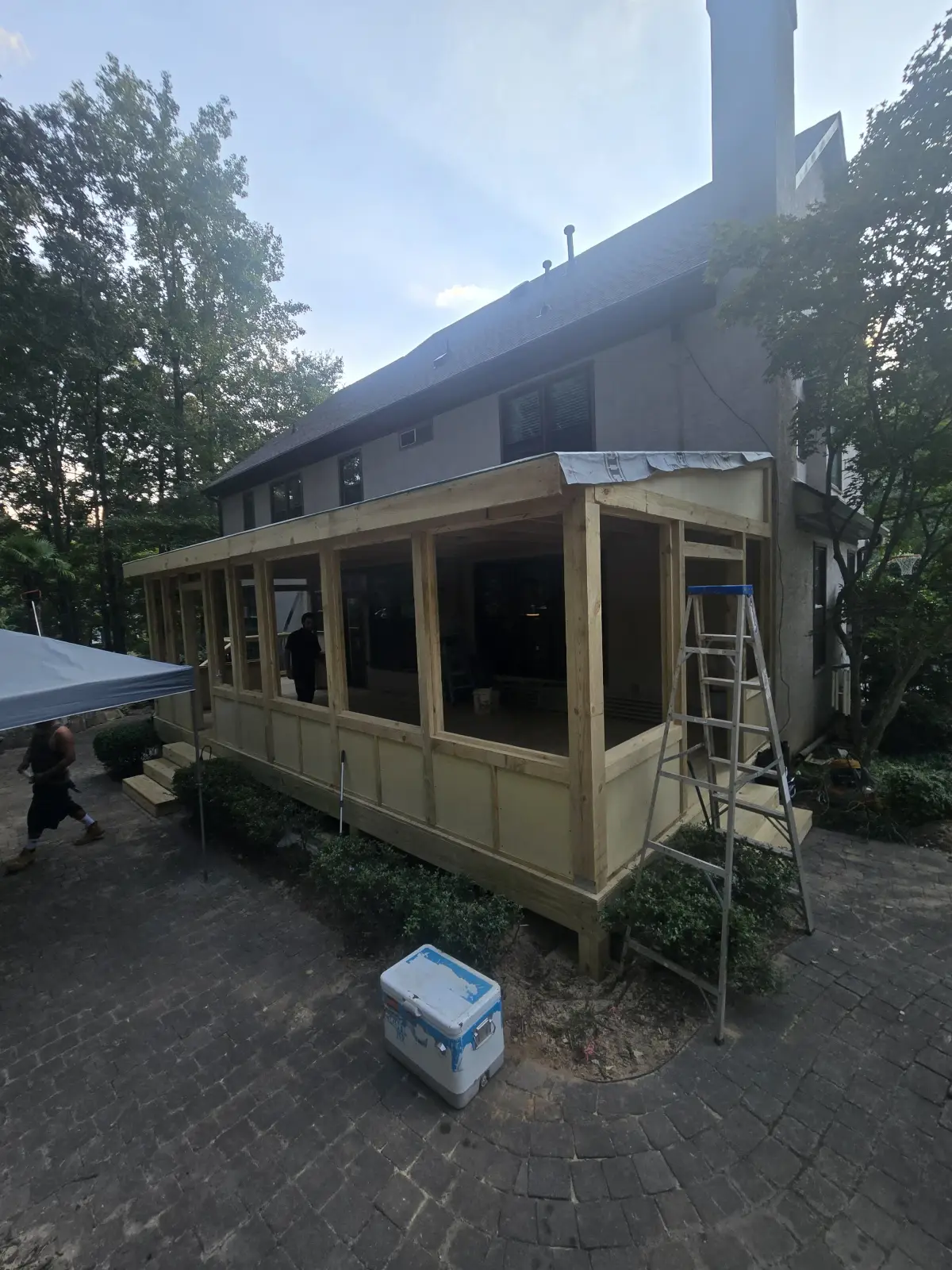 Screened porch exterior view from backyard